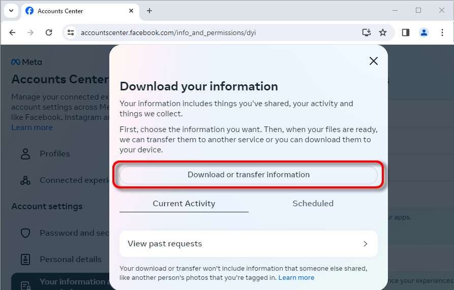 Passaggio 2. Fare clic su Scarica o trasferisci informazioni